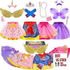 Little Girls Dress Up Clothes for Toddler, Princess Skirt Costume Set with