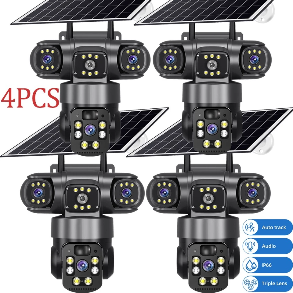 Solar Battery Powered Wireless WiFi Outdoor Home Security Camera System Pan/Tilt