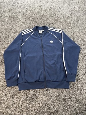 Vintage Adidas Track Jacket Mens XL Blue Firebird Trefoil Full Zip Y2K