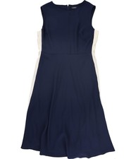 Ralph Lauren Womens Belted Side Stripe Georgette A-line Dress, navy, 14