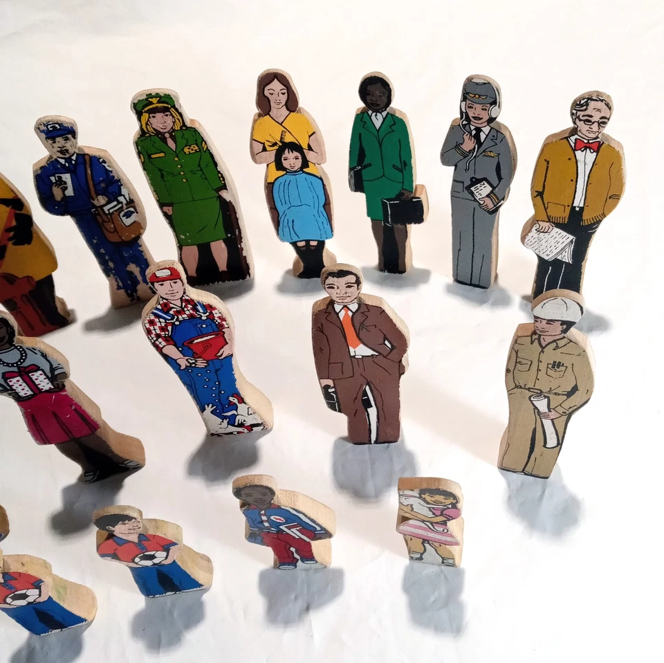 Vintage Guidecraft 18 Cuñas Madera Personas en Ocupaciones y Niños Foto 4 de 4