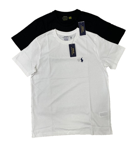 Polo Ralph Lauren Men's Custom Slim Fit  Crewneck T-Shirt Black & White -S-XXL
