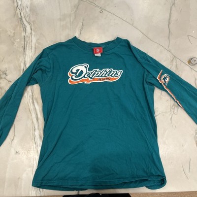 Vintage NFL Miami Dolphins Long Sleeve Shirt Men's Medium Blue Orange Classic