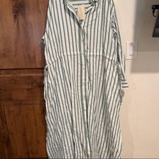 Target Women’s Green & White Striped cotton Shirt - Dress - Size M