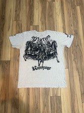Affliction Shirt Mens Large White Short Sleeve Crew Neck Rampage Knights Horses