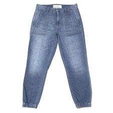 Frank  Eileen Jameson Cotton Blend Denim Jogger Pants Size 4 Blue 25" Inseam
