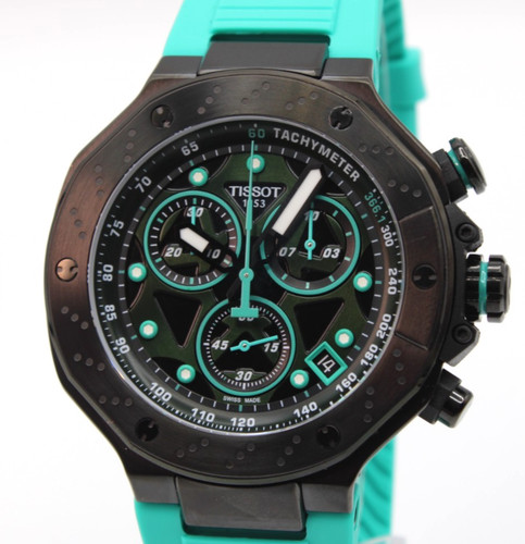 TISSOT T-Race T141.417.37.051.01 Green Rubber Strap Men's Watch 45 mm
