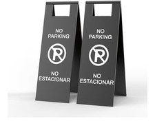 2 Pack No Parking Signs GOLD Bilingual Double Sided