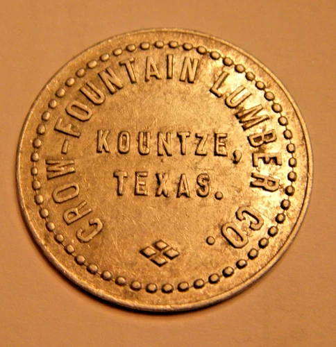 Crow-Fountain Lumber Co., Kountze, TX., Good for 25 Cents in Merchandise