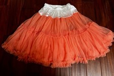 UNIQUE VINTAGE PANTONE Rockabilly 50s-Style Orange Ruffled Petticoat Crinoline