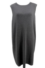 Eileen Fisher All Wool Midi Dress Womens Sz 3X Sweater Knit Dark Gray Sleeveless