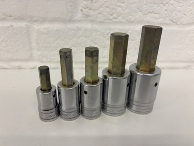 Snap On Tools 1/2'' Sechskant-Inbus-Steckschlüsselsatz 10-19 mm 5-tlg 10 12 14 17 19 mm älterer Satz