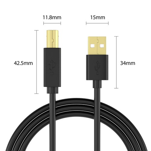 USB Druckerkabel USB A auf USB B Scannerkabel Drucker Kabel Brother Hp Epson - Afbeelding 7 van 8