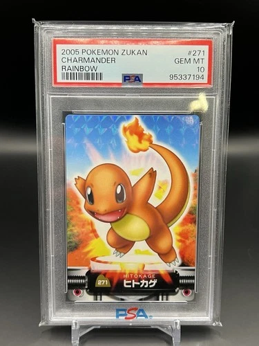 2005 CARDDASS POKEMON ADV GENERATION ZUKAN CARD RAINBOW #271 CHARMANDER PSA 10