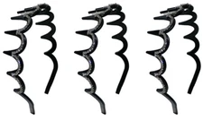 Set of 3 Crystal Headbands/Tiaras Crystal White Elegant Black Trim 86010-0206-3