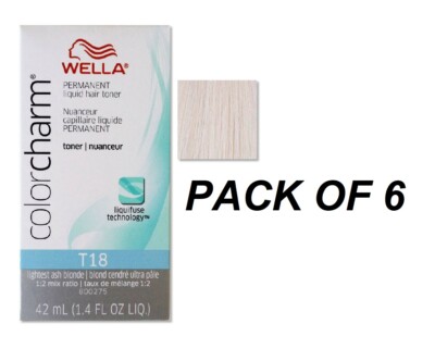 T18 Lightest Ash Blonde Wella Hair color Toner 1.4oz - Pack of 6