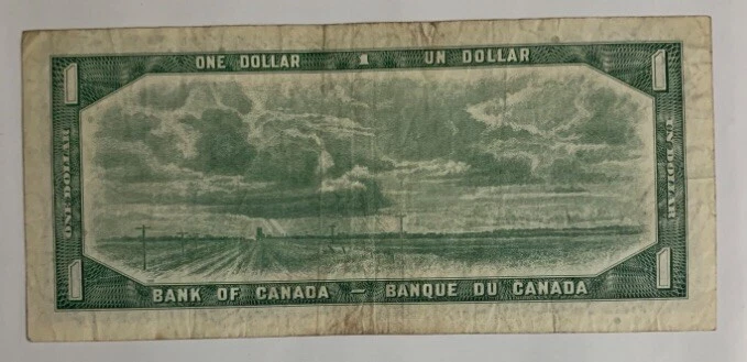 1954 One Dollar ￼Canada Replacement ￼Note Vintage Circulated Rare CF090645￼ - Image 2 of 3