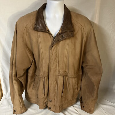 Wilsons Adventure Bound Brown Mens Leather Jacket Medium Tall Lining Issue FS!