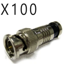 RG59 Coax Cable BNC Male Waterproof Compression Connector CCTV - Pack Lot of 100