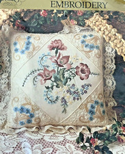 Candamar Designs 1992 embroidery kit Victorian Floral Pillow 14 x 14 vintage
