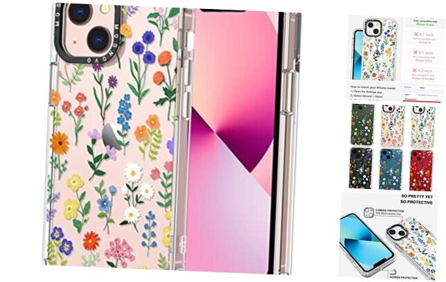 Case for [Buffertech 6.6ft Military-Grade Drop iPhone 13 Botanical Floral