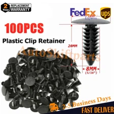 100x 8mm Bumper Clips Auto Car Hole Plastic Rivets Fastener Fender Push Pin NEW