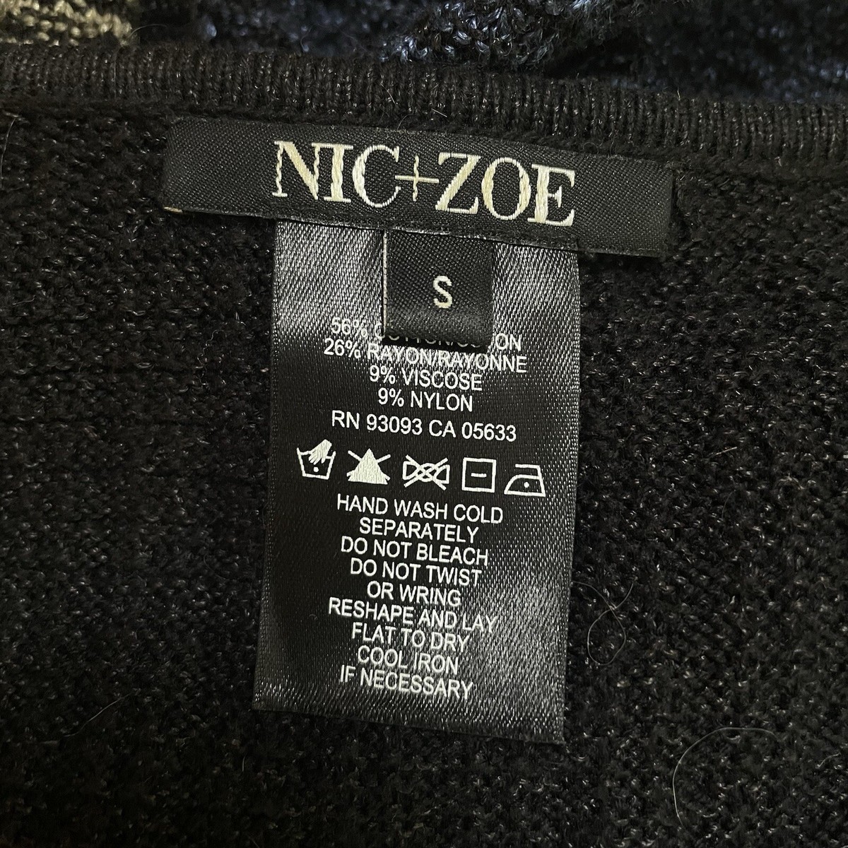 Nic + Zoe Colorblock Lagenlook Sweater Sz S Black Blue Tan Deep