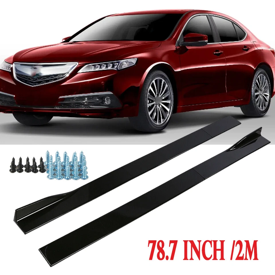 For Acura TL TLX ILX 78.7" Gloss Black Side Skirts Extension Splitter Lip Foto 2 de 4