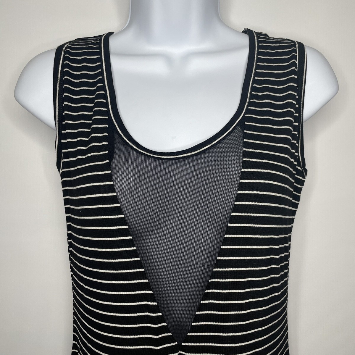 Switchblade Stiletto Vamp Dress Black White Striped Sleeveless 