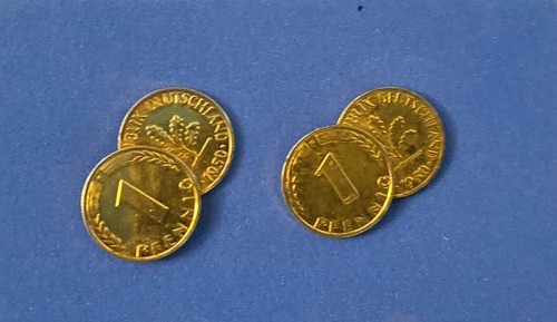 Vintage Gold Tone Double Coin Deutschland Pfennig Swivel Attach Cufflinks