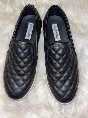 Steve Madden Ecentrcq Black Quilted Slip On Sneakers Size 8W Casual Tennis  Shoes