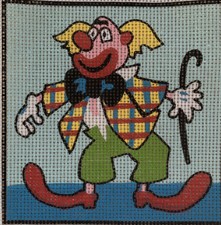 Vtg Small MARGOT needlepoint canvas Children  s Circus CLOWN 7.5  x8  F21