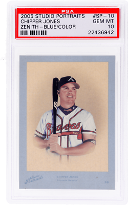 2005 Panini Studio Chipper Jones Portrait Zenith Blue #10