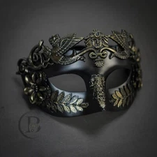 Men's Roman Greek Warrior Laurel Wreathe Crown Masquerade Mask [Gold]