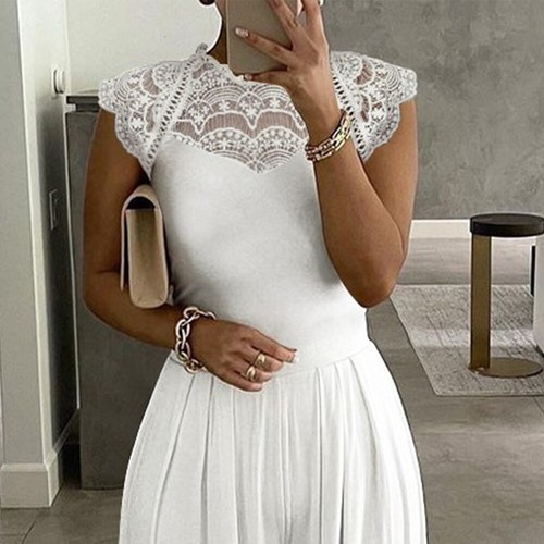 Damen Elegant Jumpsuit Overalls Spitze Hosenanzug Sommer Einteiler Party Romper - Bild 16 von 25