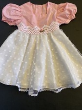Vtg. Hi-Girls Inc. Girls Size 2T Pink/White Lace Party Dress