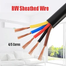 RVV 4/5 Cores Copper Cable PVC Flexible Electronic Wire Sheathed Wire 0.12-6mm²