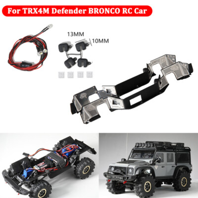 RC Metal Fenders Mudguard w/Chassis Light For TRX4M Defender BRONCO Crawler Car