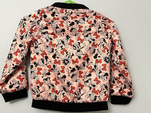 Girls Size 5/6 Disney Minnie Mouse Red Pink Satin Silky Varsity Bomber - Picture 7 of 8