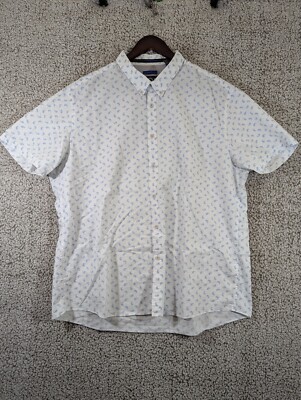 Joseph Abboud ''Just One Earth'' Button Down Shirt Mens XXL White with Blue Print