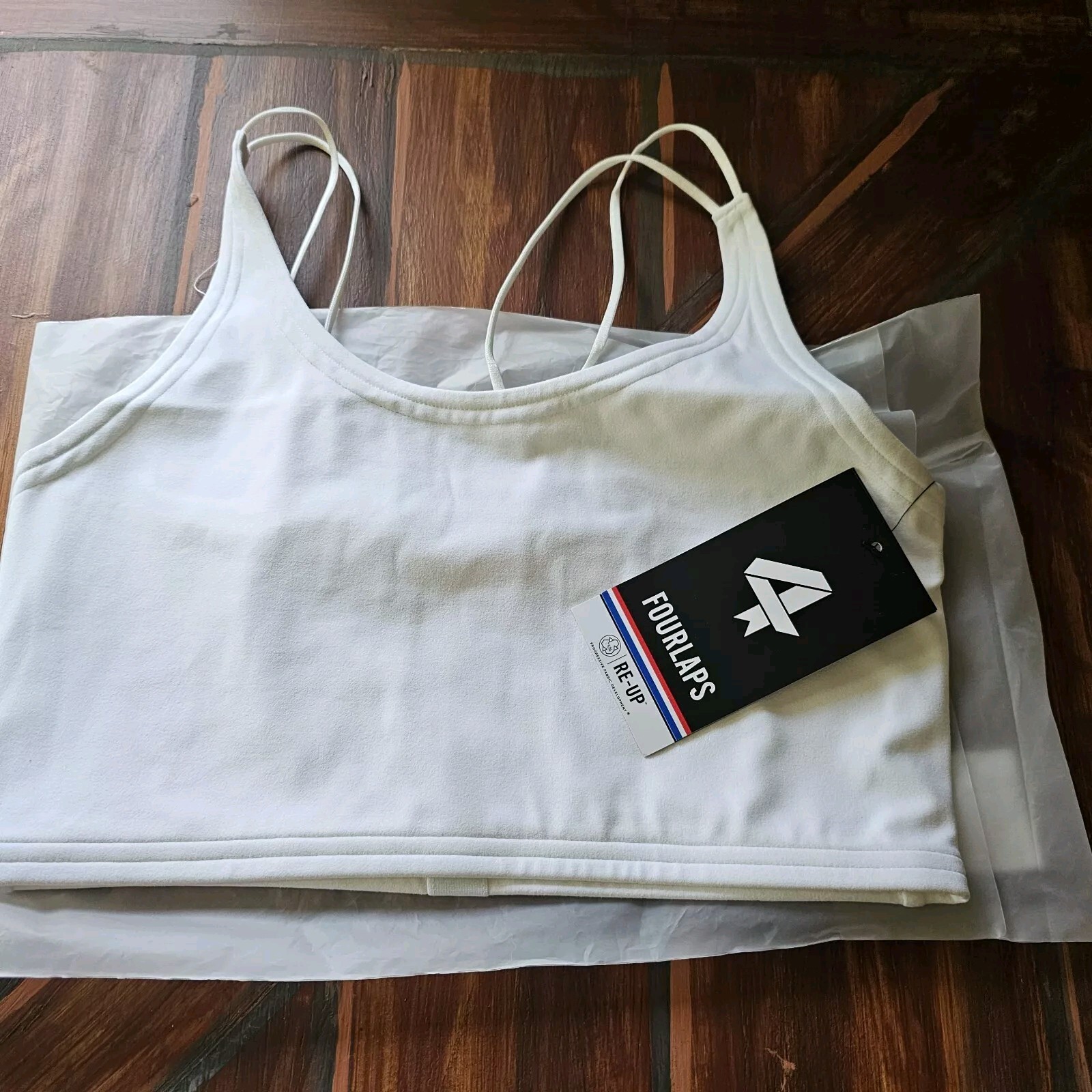 FourLaps Poise Long Line Sports Bra Size SM White NWT Re-Up-image