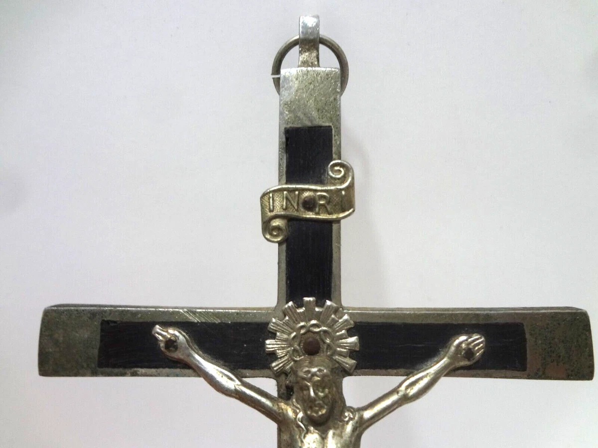 Antique Vtg CRUCIFIX SKULL & CROSSBONES 6 1/4