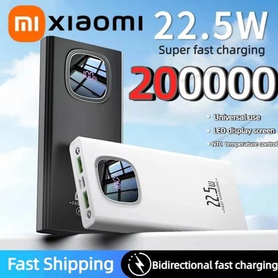 200000mAh Portable Power Bank (Black) USB LCD Super-Fast Charger for Cell Phone