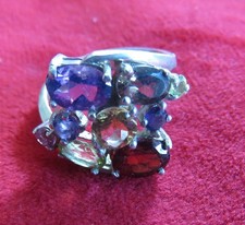 Multicolor Gemstone Ladies Ring 925 Sterling Silver 5.2 Grams
