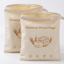 Wide Zipper Access Beeswax Bread Bags for Homemade Bread - 2 Packs XL Reusabl...