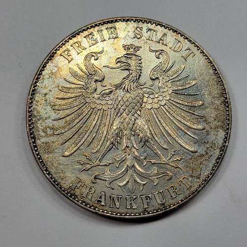 1859 Germany Frankfurt 1 Thaler High Grade UNC Proof Minor Hairlines *V329