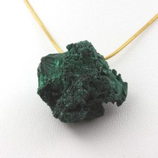 Raw Malachite Necklace. 76.75 Ct. Kipushi Mine, Haut-Katanga, Congo.
