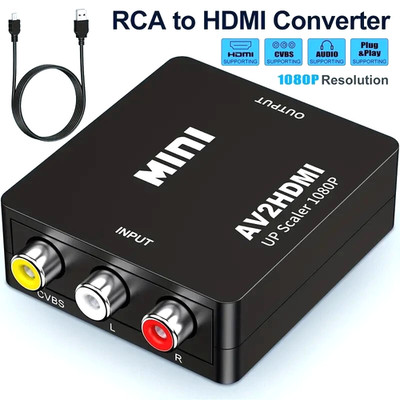 RCA AV to HDMI HD Converter Adapter Composite 3RCA Audio Video PS Wii NES SNES .