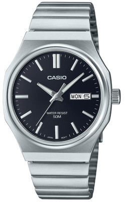 Casio Octagon Analog Day-Date Watch 50mWR Stainless Steel Bracelet MTP-E735D-1AV