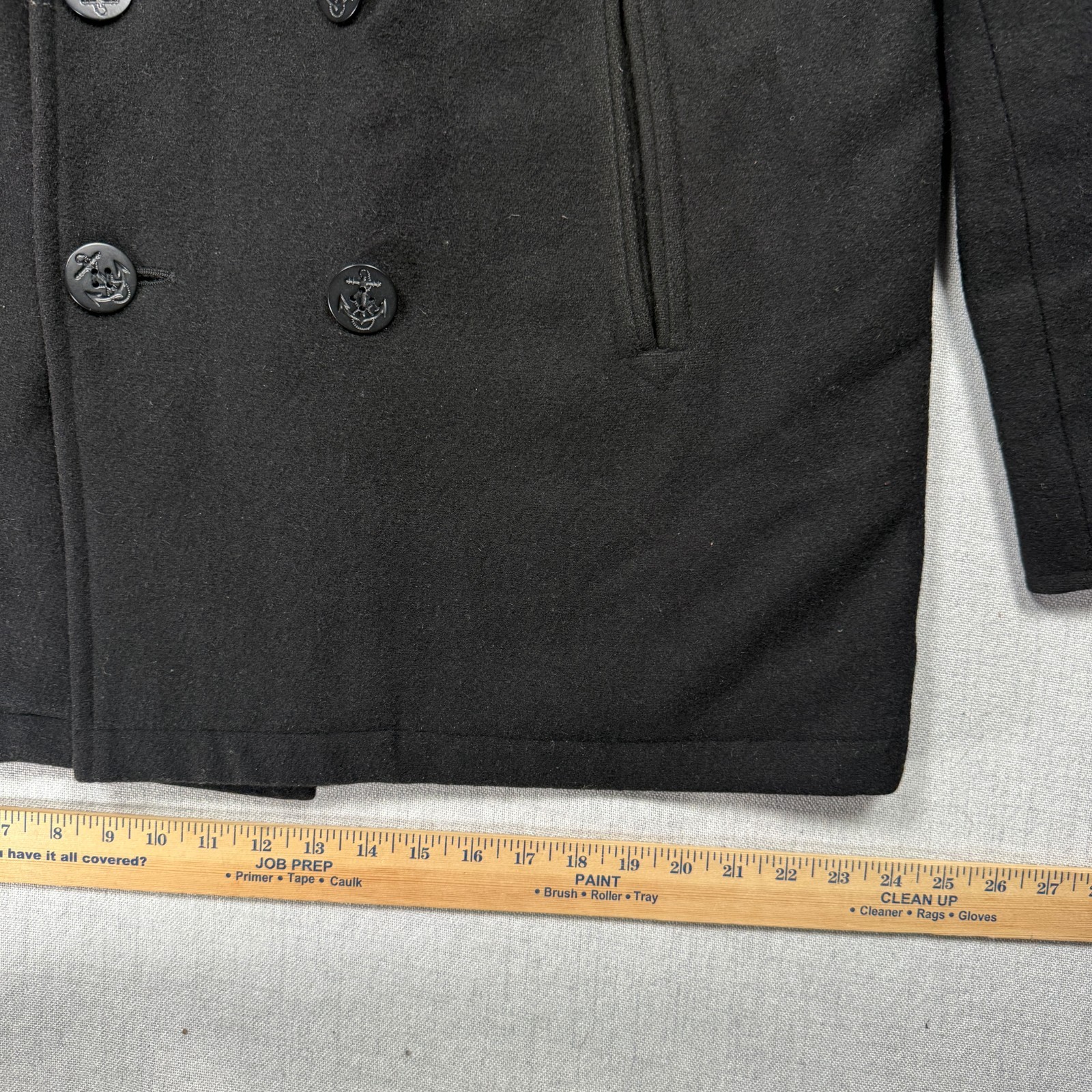 Mil-Tec US Navy Deck Jacket Black Wool Blend Peacoat Quilted Lined Size L Large